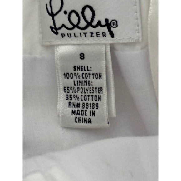 Resort Prep Lilly Pulitzer Dress Size 8 White Strapless Lace Cotton Lined Zipper - Picture 4 of 15